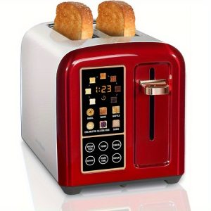 Toaster 2 Slice, Stainless Toaster LCD Display&Touch Buttons, 50% Faster Heating Speed, 6 Bread Selection, 7 Shade Setting, 1.5''Wide Slot, Removable Crumb Tray, 1350W, A Must-have Breakfast Tool in The Kitchen, A Great Gift for Family and Friends!