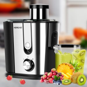 HERRCHEF Juicer Machine, 600W Juicers For Vegetables And Fruits, Juicer Extractor With 3'' Wide Mouth, Stainless Steel Centrifugal Juice Extractor Easy To Clean, Anti-drip, BPA-Free, 2 Speed Modes with Cleaning Brush Halloween Christmas Gift