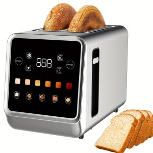 Touch Screen Toaster 2 Slice, Stainless Steel Digital Timer Toaster With 6 Bread Types And 6 Shade Settings, 1.5