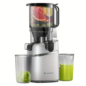 Juicer Machines, 5.3-Inch Self-Feeding Masticating Juicer Fit Whole Fruits & Vegetables, Cold Press Electric Juicer Machines With High Juice Yield, Easy Cleaning, BPA Free, 250W-Silver