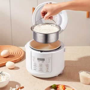 Household rice cooker for 1-5 people, multi-functional, with stainless steel steamer, can be steamed and boiled, 2L capacity mini, small single person, multi-person cooking, intelligent student dormitory, one pot multi-pot, rice cooker, double gall