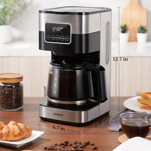 Programmable Drip Coffee Maker with Touch-Screen, Pause & Serve, Stainless Steel, Black